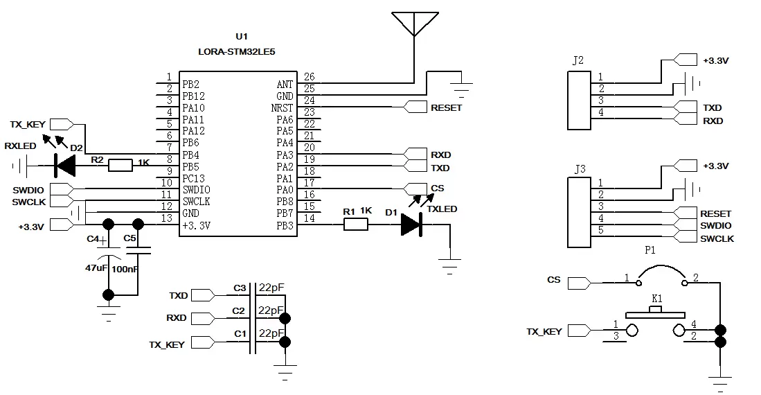 Схема применения SOC-модуля LoRa-STM32WLE5 Схема применения SOC-модуля LoRa-STM32WLE5