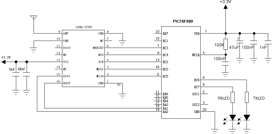 Лора — LoRa CC68 — 应用电路