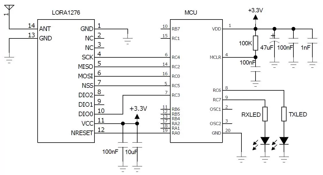 Схема применения беспроводного модуля LoRa 915 МГц LoRa1276 - 915