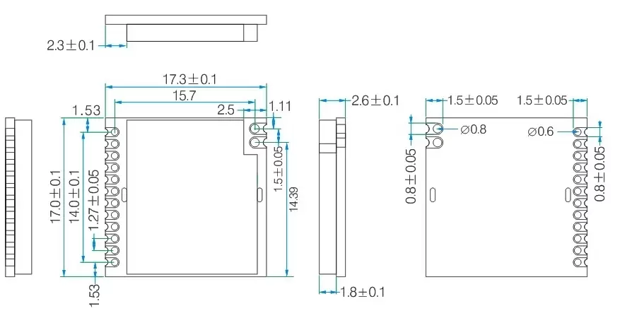 Механические размеры беспроводного модуля LoRa 915 МГц LoRa1276 - 915