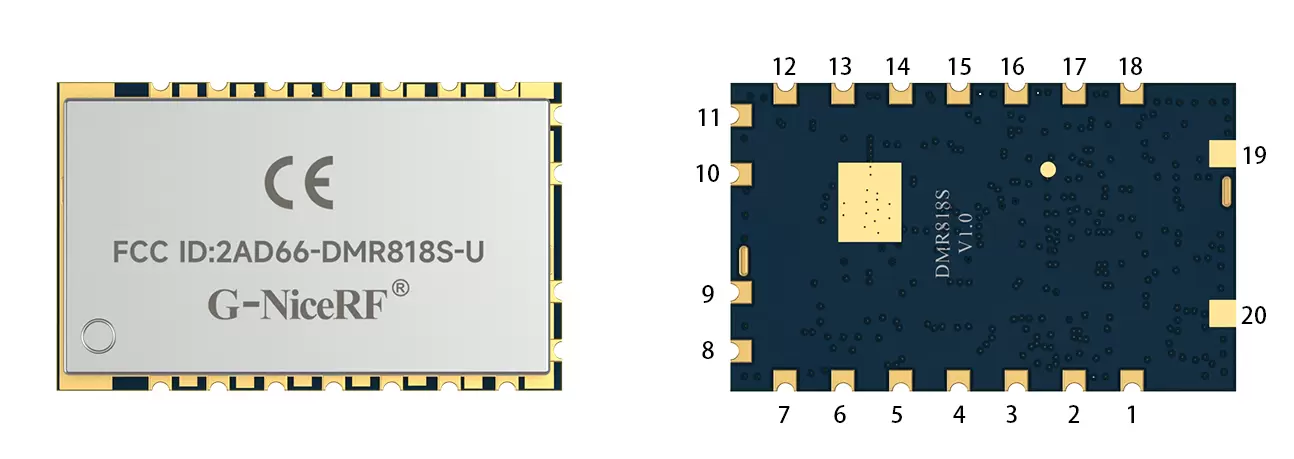 Определение контактов модуля рации DMR DMR818S-U.