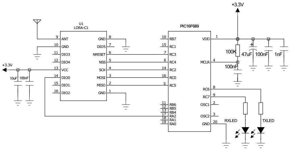 Схема применения модуля LoRa SX1276 915 МГц LoRa1276-C1-915