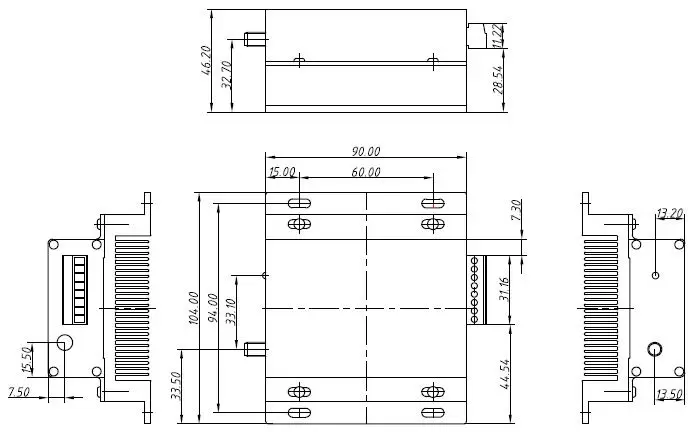 Механические размеры беспроводного UART LoRa модуля LoRaStar6500 Механические размеры беспроводного UART LoRa модуля LoRaStar6500