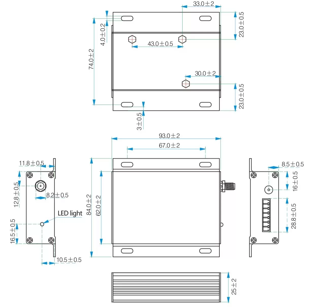 Механические размеры беспроводных модулей Mesh Network Uart RF SV6300/6500 Механические размеры беспроводных модулей Mesh Network Uart RF SV6300/6500