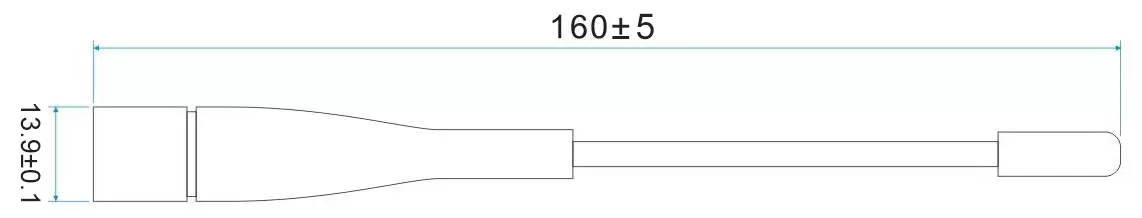 Размеры стержневой антенны SW433-ZB165 Размеры стержневой антенны SW433-ZB165