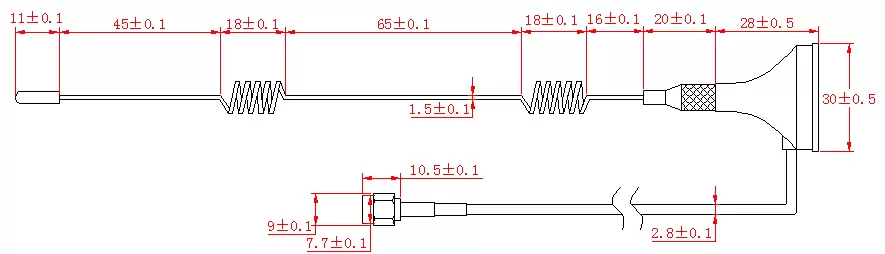 Размеры антенны с высоким коэффициентом усиления SW2400-XPXM Размеры антенны с высоким коэффициентом усиления SW2400-XPXM