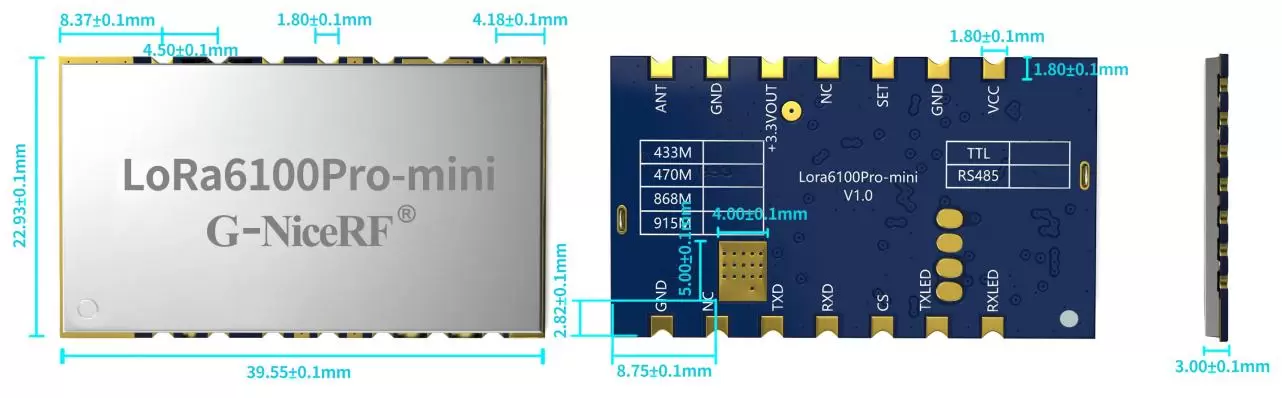модуль lora LoRa6100Pro-mini size