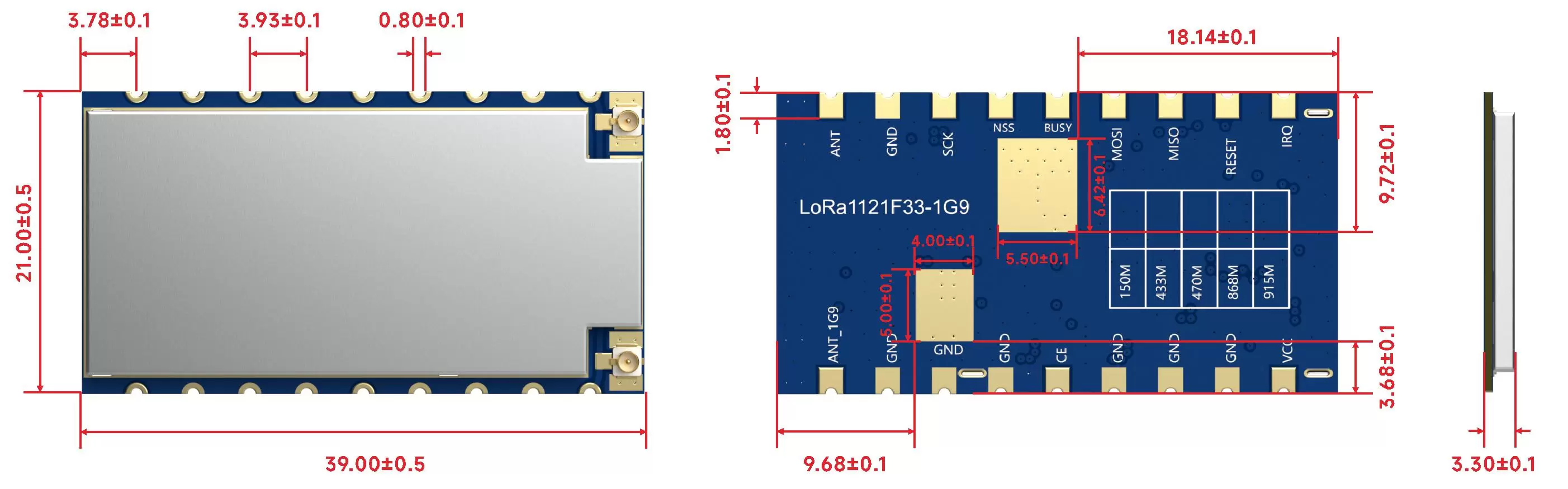 Размер модуля lora lora1121