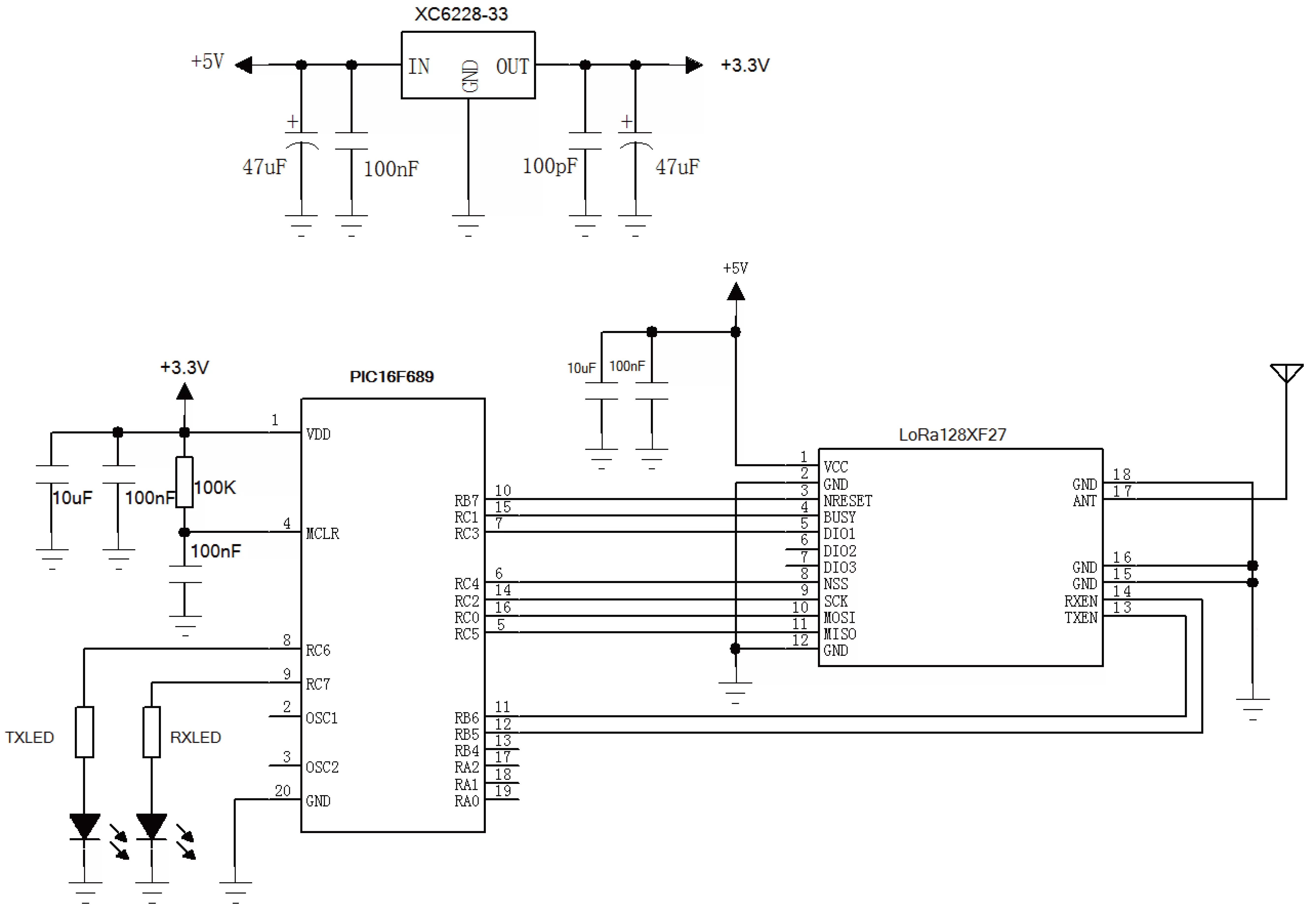 Схема применения беспроводного модуля LoRa 2,4 ГГц 500 мВт LoRa1280F27