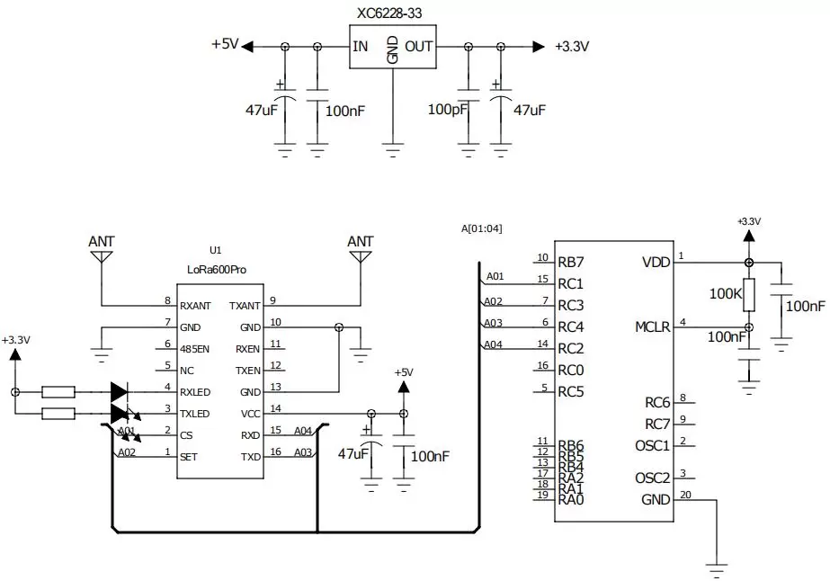 Схема применения радиочастотного модуля LoRa LoRa600Pro Схема применения радиочастотного модуля LoRa LoRa600Pro