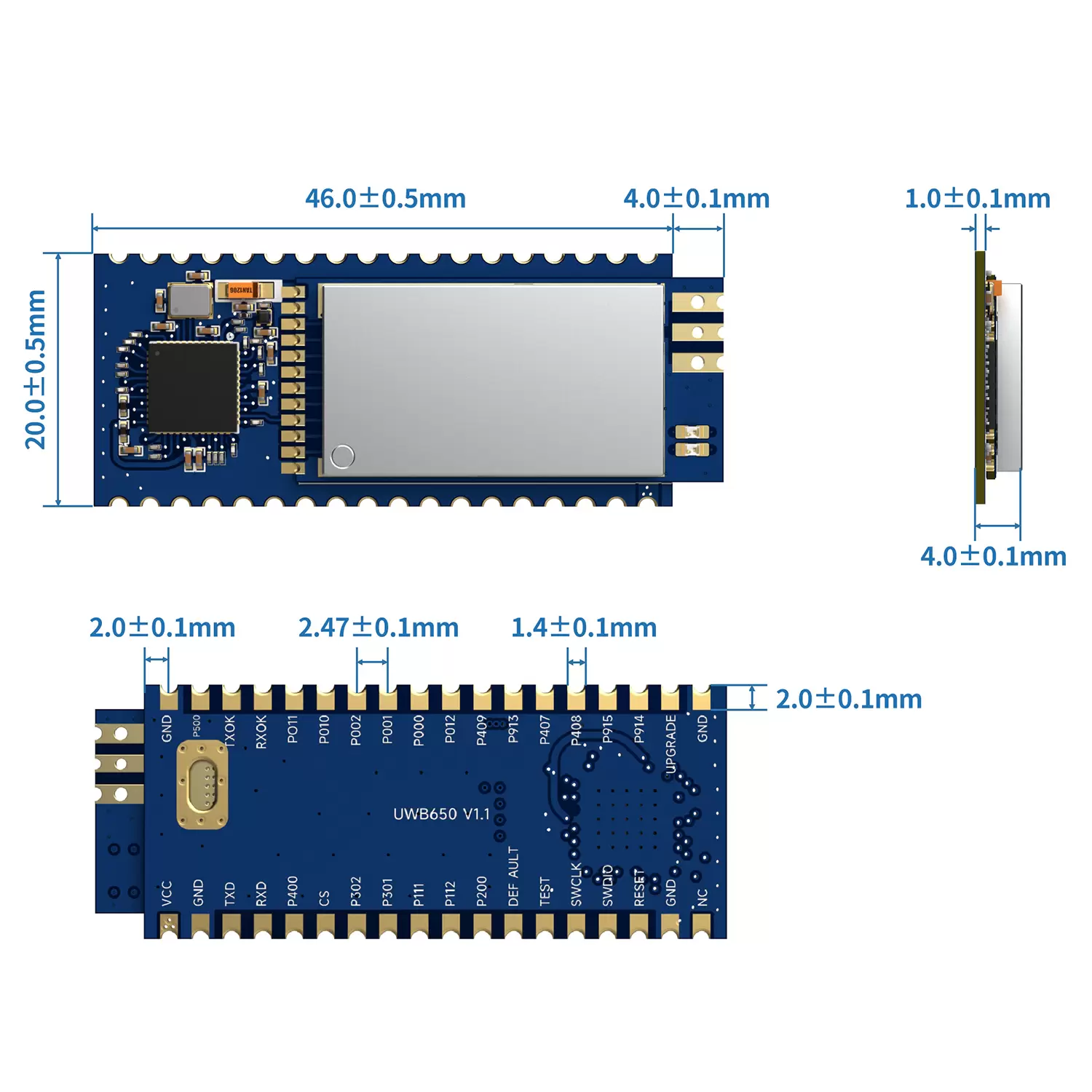 UWB650: модуль UWB для высокоточного определения дальности и позиционирования внутри помещений с шифрованием AES128