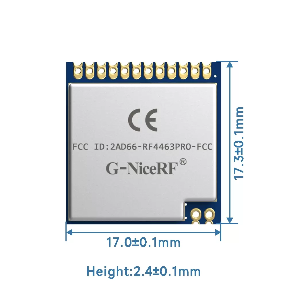 RF4463PRO-433 ：Si4463 433 МГц, сертифицированный FCC ID, IC ID и CE-RED интерфейсный модуль