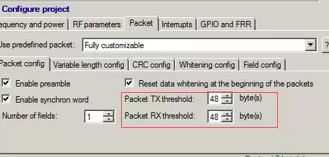 Установите пороговые значения конфигурации TX_FIFO_ALMOST_EMPTY и RX_FIFO_ALMOST_FULL.