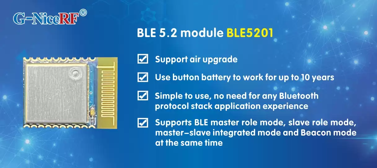 Модуль BLE BLE5201 использует основной чип Silabs и протокол BLE 5.2.