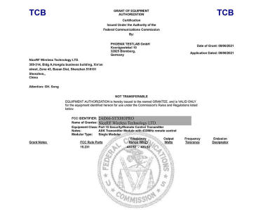 Модули NiceRF ASK STX883PRO и SRX883PRO прошли сертификацию FCC и CE.