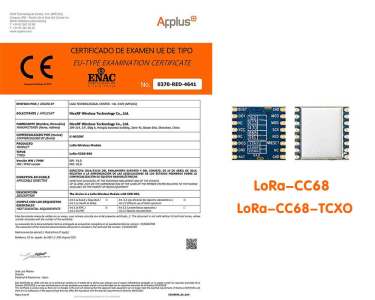 Модуль NiceRF LoRa LoRa-CC68, LoRa-CC68-TCXO прошел сертификацию FCC, CE