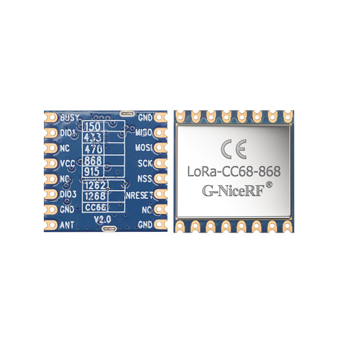 LoRa-CC68-868: Модуль LoRa на базе LLCC68 с одобренным CE-RED интерфейсом SPI и защитой от электростатического разряда.