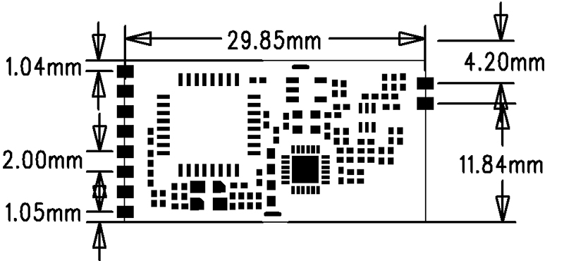 Механический размер модуля Uart LoRa LoRa610II