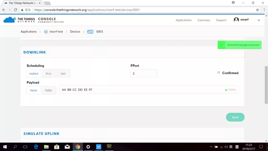 Когда вы отправите еще один восходящий канал, узел получит этот нисходящий канал.