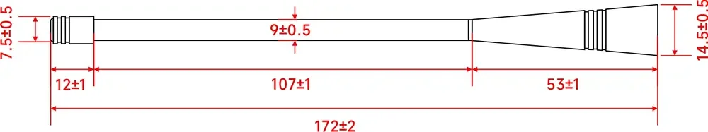 Размеры стержневой антенны SW315-ZB172