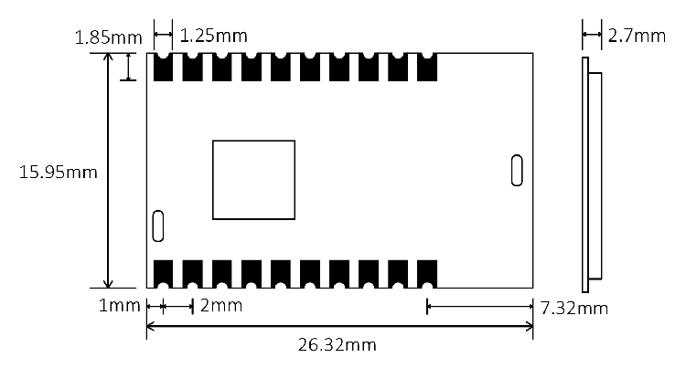 Механические размеры модуля LoRa LoRa1268F30-Mini