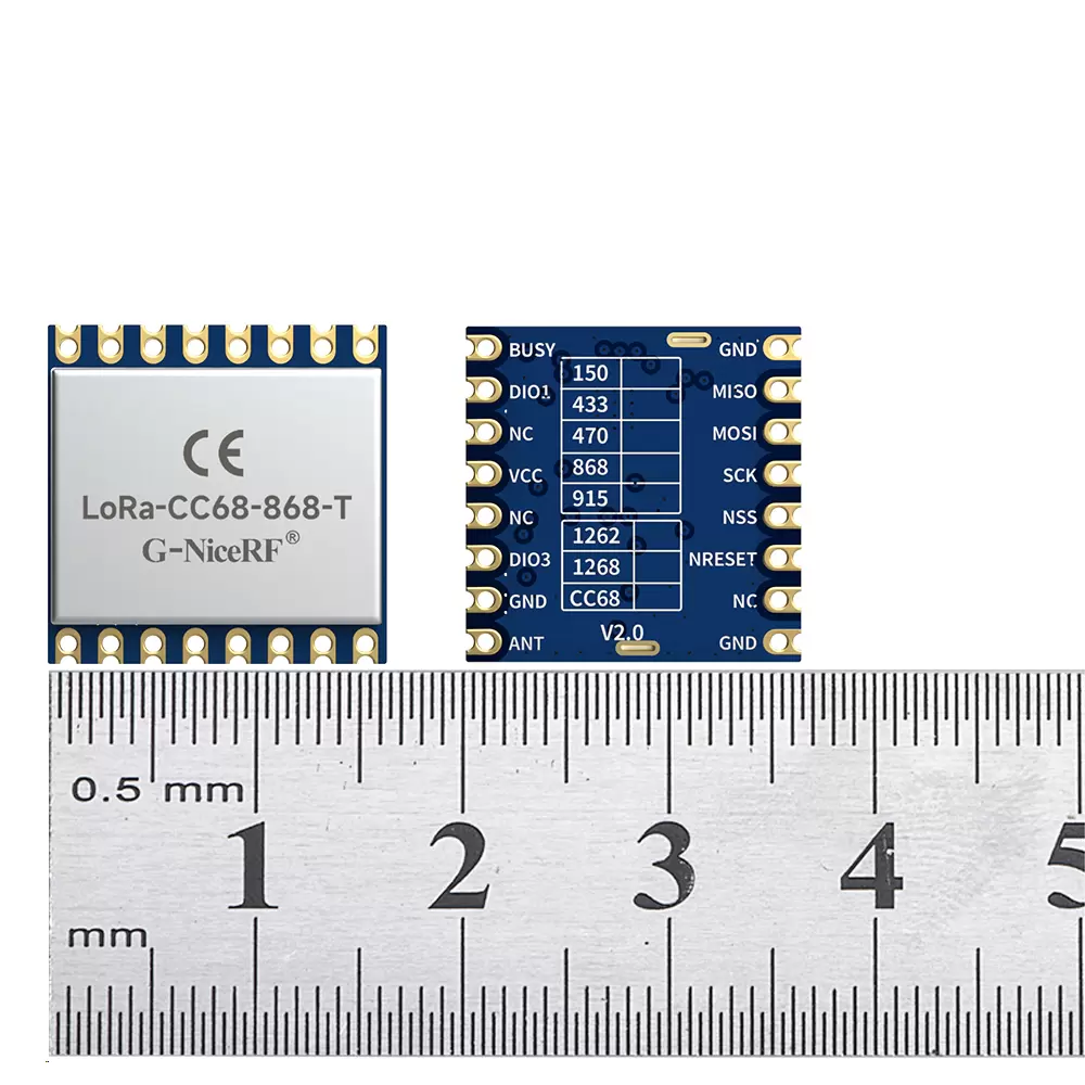 LoRa-CC68-868-T: беспроводной приёмопередатчик LLCC68 LoRa с сертификатом CE-RED, термокомпенсирующим кварцевым генератором (TCXO) и защитой от электростатического разряда