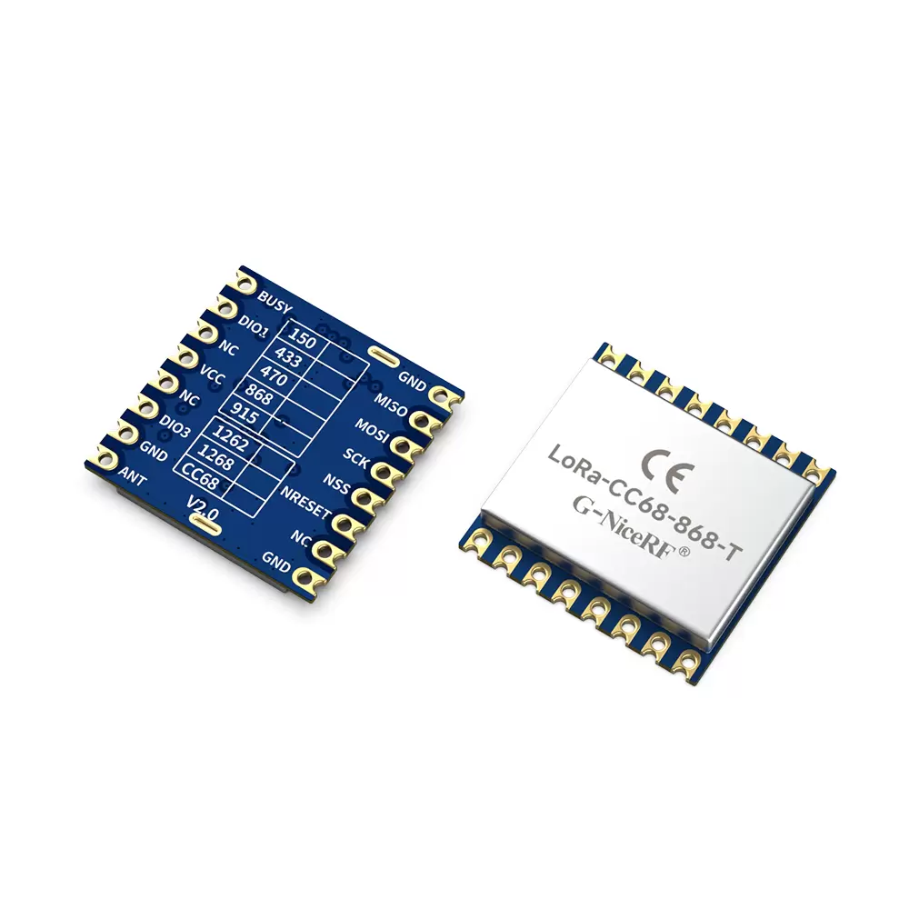 LoRa-CC68-868-T: беспроводной приёмопередатчик LLCC68 LoRa с сертификатом CE-RED, термокомпенсирующим кварцевым генератором (TCXO) и защитой от электростатического разряда