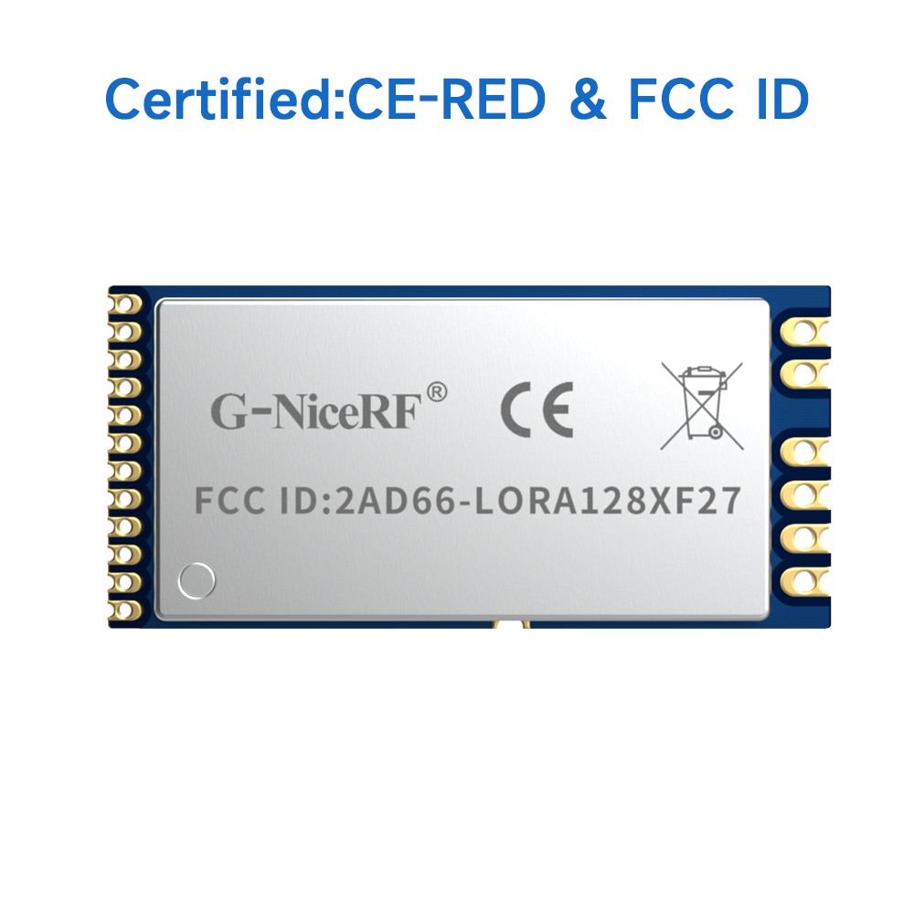 LoRa1280F27: модуль LoRa SX1280 мощностью 500 мВт, сертифицированный FCC ID и CE-RED, 2,4 ГГц, с питанием по интерфейсу SPI