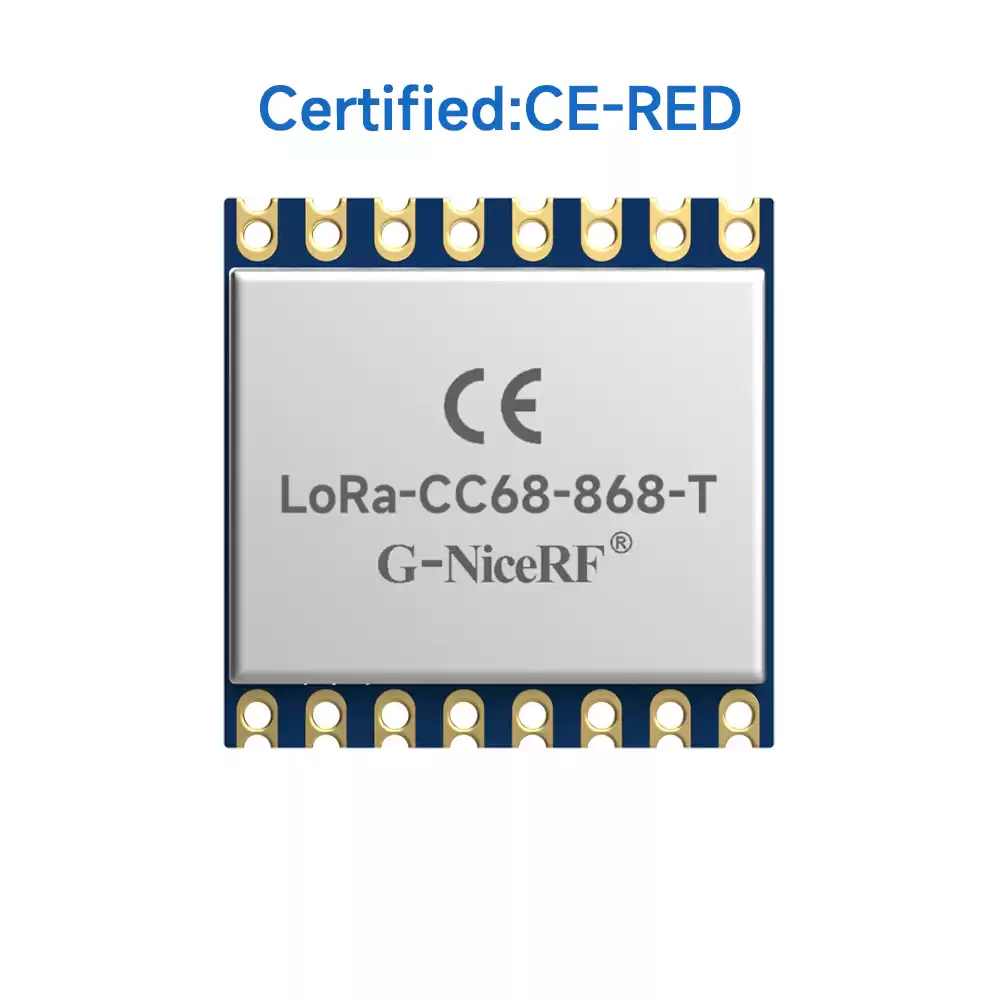 LoRa-CC68-868-T: беспроводной приёмопередатчик LLCC68 LoRa с сертификатом CE-RED, термокомпенсирующим кварцевым генератором (TCXO) и защитой от электростатического разряда