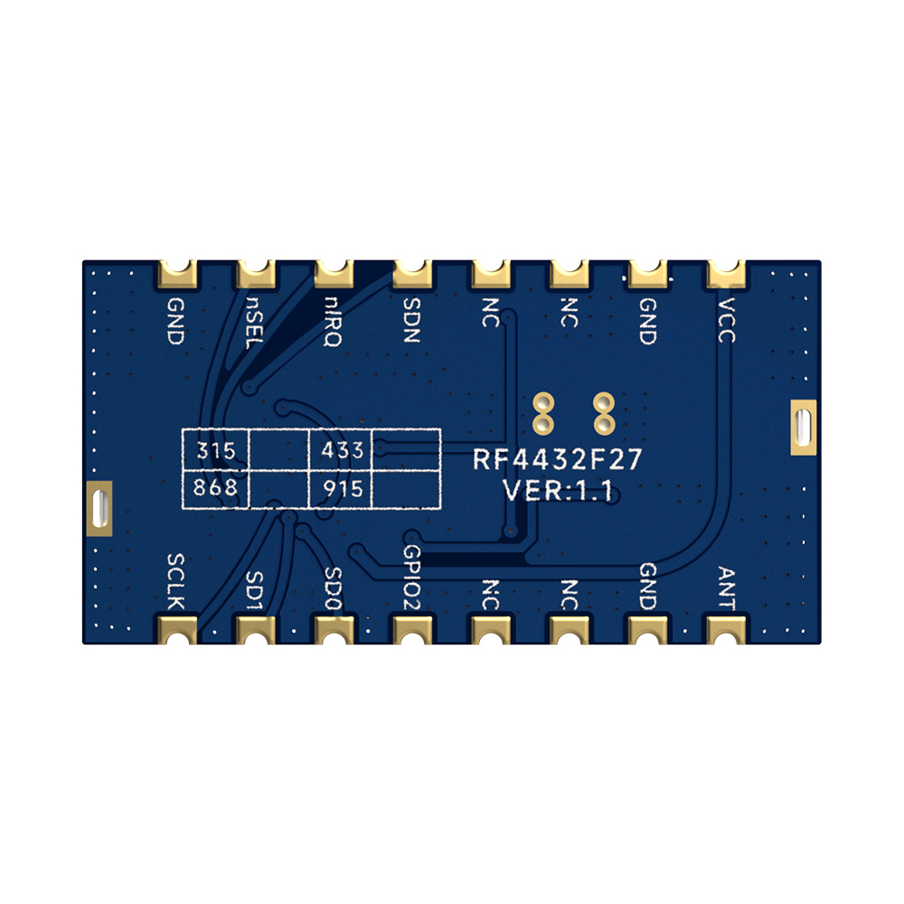 RF4432F27: модуль радиопередатчика и приемника Si4432 мощностью 500 мВт с кварцевым генератором 10 ppm