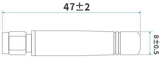 Размеры стержневой антенны SW868-ZT48