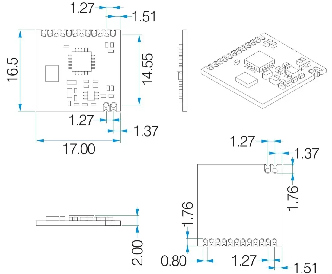 Механические размеры усовершенствованного радиочастотного модуля RF4421