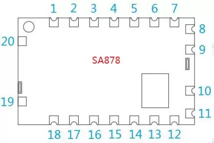 Определение контактов 2-ваттного встроенного модуля рации SA878 с кварцевым генератором TCXO