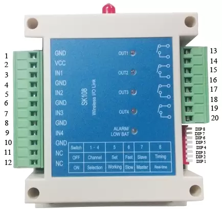 Контакты 4-канального радиопередатчика и приемника SK108U