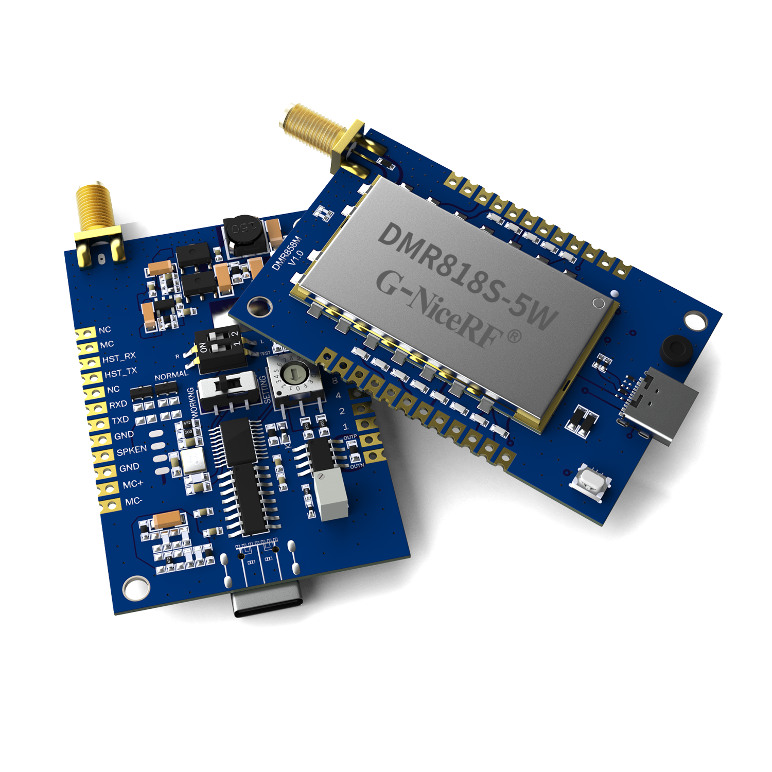 DMR858M: DMR-рация с двумя временными слотами, аналого-цифровая, интегрированная, 5 Вт